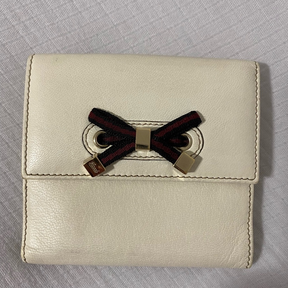 Gucci white leather princy wallet